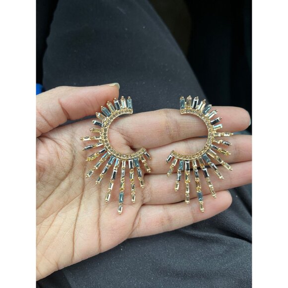 Big statement earrings gold gray studs big star champagne geometric earrings - Picture 5 of 8